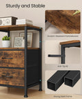 Top Tier Modern Nightstand With Two Spacious Drawers Sleek Steel And Wood Blend For Extra Bedroom Storage Durable Polyester Fabric Finish Super Handy End Table To Chill By Your Bed Total Home Vibe Upgrade, showcasing strong steel frame and scratch-resistant surface.