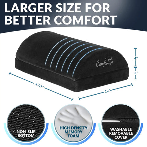 Under Desk Foot Rest For Pain Relief And All Day Comfort, Adjustable Memory Foam Foot Stool, ergonomic design with measurements