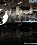 Comparison of parking garage images taken with a low light camera and a smartphone showing the camera's superior clarity.