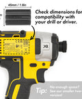 Magnetic Bit Holder For Impact Drivers And Drills, Durable Silicone Sleeve, shown with compatibility dimensions