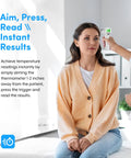 Heavy Duty Touchless Infrared Forehead Thermometer For Adults And Babies Medical Grade FSA HSA Eligible No Contact Digital Thermometer Gun With 1 Second Dead On Instant Read Hygienic Quick Temp Scan For Home And Clinic, doctor measuring woman forehead