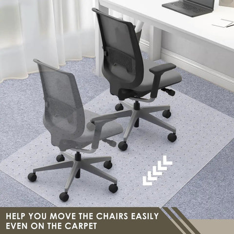 Heavy Duty PET Chair Mat For Carpeted Floors 32 X 48 Inches Hard Material Desk Floor Protector Slip Resistant Easy Glide Office Chair Mat For Home Office On Thick Carpets under chairs in office setting