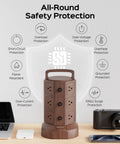 Power Strip Tower With 12 AC Outlets And 6 USB Ports, 6.5ft Extension Cord, Energy Saving Independent Switches, Vertical Charging Station That Kills Cable Clutter For Home Office Dorm And Desktop Computer Setup with safety features