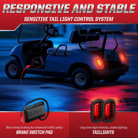 Club Car DS 12V LED Headlight And Taillight Kit For 1993 Up Gas And Electric Golf Carts Street Legal With Tail Light View