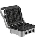 Heavy Duty Replacement Waffle Plates Compatible With Standard Contact Grills Featuring A Legit Nonstick Surface That Makes Morning Meals No Sweat And Cleanup Completely Breezy For Busy Home Teams, shown on a waffle grill.