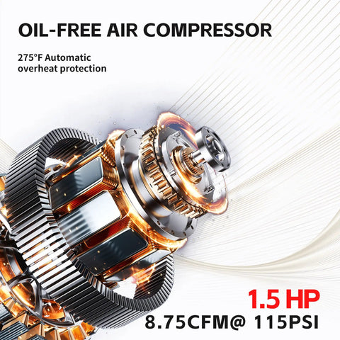 BairDplusL 14.5 Gallon Vertical Air Compressor With High Speed Motor Max 115 Psi And 70 Db Ultra Quiet Operation For Nail Guns And Tool Use At Home Garage Projects Lightweight Portable Design