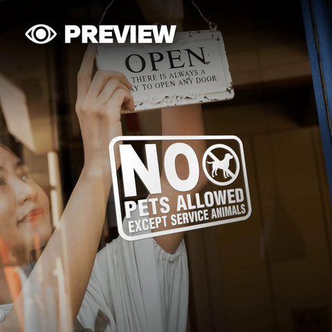 No Pets Allowed Sign For Business Set Of 3 Vinyl Decals 6x4 Inches No Pets Allowed Except Service Animals Sticker on store window