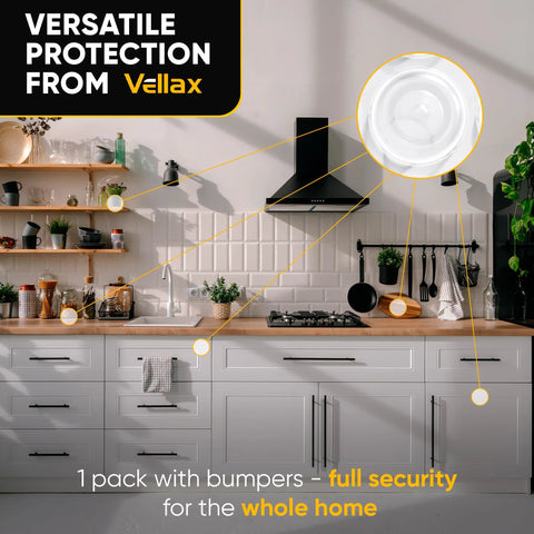 Kitchen scene showing Clear Silicone Bumper Pads 0.5 Self Adhesive Jelly Button Cushions Cabinets installed on white cabinets.