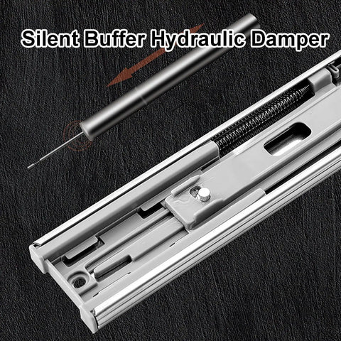 Rock Solid Premium Soft Close Drawer Slides Full Extension Side Mount Ball Bearing Runners With Easy Bolt Install Kit For Kitchen Cabinets And Toolboxes Silver 45 Cm with silent buffer hydraulic damper.