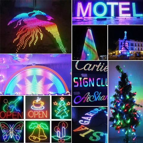 Lit 500 Pack WS2811 LED Pixel String Lights, 12mm Round, Waterproof IP68, 12V, neon signs, and decorations with full color RGB effects