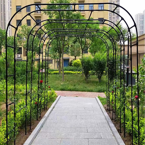Beefy Garden Arch Trellis For Climbing Plants Outdoor 126 Inch Long 94.5 Inch High 15.8 Inch Wide Durable Galvanized Steel 