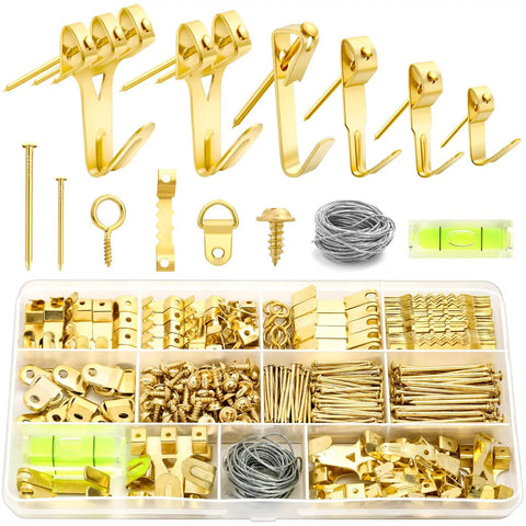 Beefy 372 Piece Picture Hanging Kit With Nails Sawtooth Hangers Hooks Ring Holes And Wall Hardware For Picture Frames