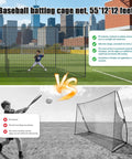 Backyard Batting Cage Net 55 Feet for Baseball and Softball Enclosed Training in Outdoor Field, heavy-duty, weather-resistant
