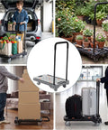 Heavy Duty Folding Hand Truck Featuring Four Sturdy Casters And Rock Solid Aluminum Handles For Zero Hassle Moving Up To 330 Pounds Without A Sweat On Any Project with groceries, boxes, and luggage.