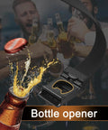 Mens Stretch Tactical Belt With 1.5 Inch Elastic Nylon Webbing And Flip Quick Release Buckle used as bottle opener