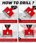 Pro Shop Ready Vacuum Brazed Diamond Hole Saw Kit Contains Eleven Heavy Duty Drill Bits For Tile Concrete Masonry Glass Ceramic Sizes One Quarter To Two Point Five Inches Housed In A Rugged Aluminum Box To Get The Job Done Slick instructional steps for using the hole saw.
