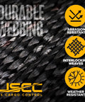 Durable webbing material of Beefy Stainless Steel Ratchet Straps With Carabiner Hooks 1 Inch By 10 Feet 4 Pack 500 Lbs Working Load