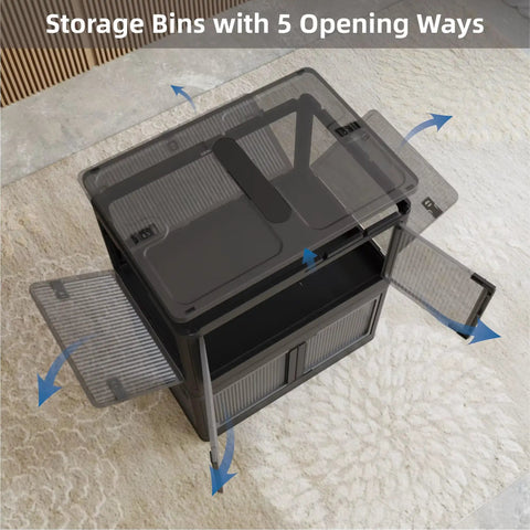 Game Changer 506QT Four Pack Stackable Closet Bins With Grippy Rollers And Five Accordion Doors Made From Clear Collapsible Plastic For No Sweat Tool Free Crafting Storage That Looks Sick In Any Room