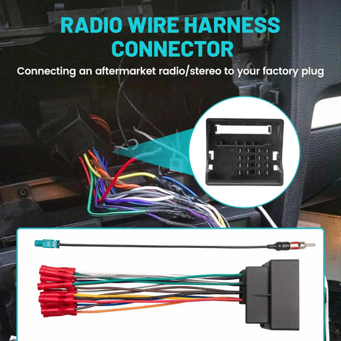 Double DIN VW Dash Kit With Wiring Harness For 2005 To 2015 Jetta Beetle CC Golf Passat Tiguan showing wire connections