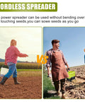 Comparison of manual seeding vs 18V Battery Powered Grass Seed And Salt Spreader For Ryobi Tools in a field setting.