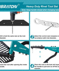 Instructional steps for using Heavy Duty Pop Rivet Gun Set With Aluminum Hand Riveter Workhorse 4 Interchangeable Heads 110 Piece Rivet Kit