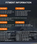 Fitment information list for various car models, including Ford, Jaguar, Kia, Lincoln, Mercury, and Mazda.