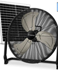 20 Inch Large Solar Powered Floor Fan Portable Battery Operated Cordless Wireless Camping Fan Outdoor Waterproof High Airflow 50W Rechargeable Solar Battery Bank For Outside Home Garage Gym Patio Travel with solar panel and battery icon