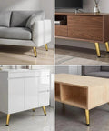 Heavy Duty 4 Inch Furniture Legs Set of 4 in Satin Gold on sofa, TV stand, cabinet, and table, supports Up to 500 Lbs