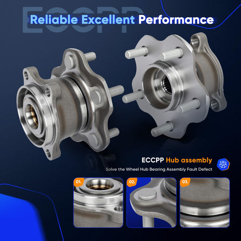 Rear Wheel Hub And Bearing Assembly 512373 For Nissan Rogue AWD 2008 Through 2020 And Nissan Juke AWD 2011 2017 Without ABS 5 Lug 2 Piece Set Left Right Hubs
