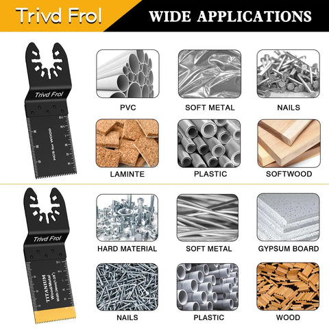 Tough As Nails Heavy Duty Titanium Coated Multitool Blades 50 Pack Universal Oscillating Saw Replacement Kit for various materials.