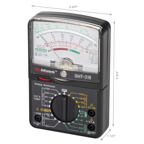 GMT 319 Multimeter Tester For Electric Pros And DIYers, RJ45 And RJ11 Ports, 7 Functions And 19 Ranges, analog display, black.