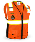 Big Kahuna Hi Vis Safety Vest Class 2 Orange Medium featuring breathable mesh and front pockets for utility.