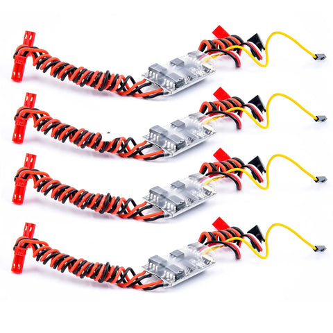 4 pack Bidirectional 5A Brushed ESC for RC model boats and tanks, dual way speed controller, 2S-3S LiPo compatible with capacitor module