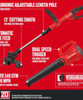 Cordless 20V Max Weed Wacker And Leaf Blower Combo Kit With Battery And Charger Included For Quick Yard Cleanup features overview.