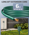 Green 6ft extension cord for Outdoor Power Stake Timer with Six Grounded Outlets, Six Ft Extension Cord, 100 Ft Wireless Remote