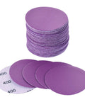 3 Inch Sanding Discs Set, 40 Pack, 400 Grit Wet Dry Hook And Loop Discs For Random Orbital Sander, Alumina Sandpaper purple stack
