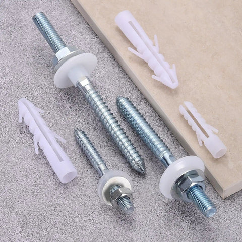 Heavy Duty Basin Mounting Screws And Bolts Kit For Wall Mounted Sinks Self Tapping Screws Bolts Washers 2 Sets With Nuts Expansion Anchors And Instruction Manual Perfect For Bathroom Sink Install, screws and anchors set