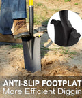 Heavy Duty Digging Shovel With Fiberglass Handle 58 Inch Length For Quick Dirt Penetration High Carbon Steel Blade in use