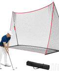 10x7 Ft Golf Practice Net For Backyard And Indoor Use Red Heavy Duty Net With Large Hitting Area Easy Setup Stable Stakes Included