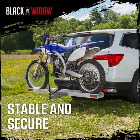 SUV with Aluminum Dirt Bike Hitch Carrier With Ramp For 2 Inch Class III IV Receiver, Lightweight Fat Tire And E Bike Hauler