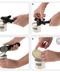 No-Touch Can Opener With Ring-Pull Tool And Auto Safety LidLifter Smooth-Edge Side-Cut Design For Safe Lid Removal Easy-Turn Handle Swiss Engineered Red opening a can