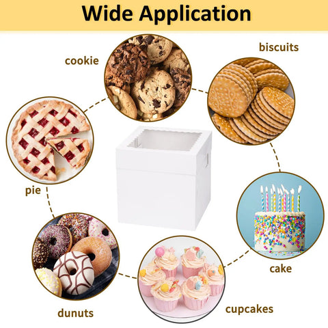 5 Pack 8 Inch Cake Boxes Built Tough With Heavy Duty Cardboard And Big Clear Window Bakery Containers For Grab And Go Treats Cake Carriers And Darn Good Dessert Packaging Gear