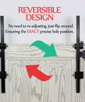 Basic Black Aluminum Alloy Cabinet Hardware Jig For Effortless Handles Pulls Knobs And Hinge Installations Hand Calibrated For Precision And Consistent Results In Cabinet Upgrades shown on wooden cabinet door for precise alignment.