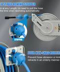 Pressure Washer Hose Reel With Retractable Hose, Sixty Foot Long One Quarter Inch Core, Auto Rewind, wall detail