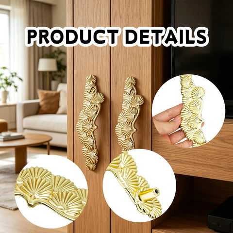 Two Pack Golden Welcoming Pine Cabinet Handles For Vintage Dressers And Drawers, Retro Antique Drawer Pulls With Classic Pine Accents