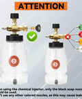 Chemical Injector For Pressure Washer With Bottle, Adjustable Soap Injector, 1 Quarter Inch Quick Connect, 3600 PSI Compatible