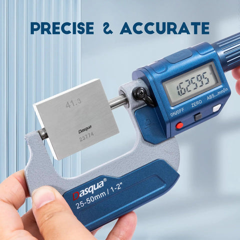 Pro Grade Digital Outside Micrometer 1 To 2 Inches 25 To 50 Mm With Carbide Tip Ultra Fine 0.00005 Inch Resolution in use