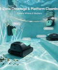 Sora 10 Cordless Pool Vacuum Robot cleaning inground pool walls, floor, and waterline, mint green design visible underwater.