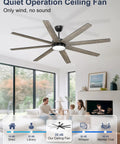 Big 72 Inch Ceiling Fan With Lights Remote Or App Control Dimmable LED Lighting in a modern living room setting