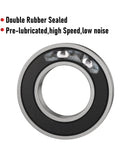 Front view of an 8x16x5 mm deep groove ball bearing, chrome steel with double rubber seal